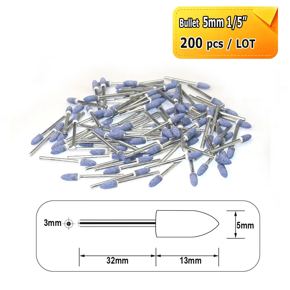 Dia. 4mm-12mm Blue Corundum Grinding Head 3mm Shank Mounted Polishing Points for Steel Molds Rust Removal Repairing