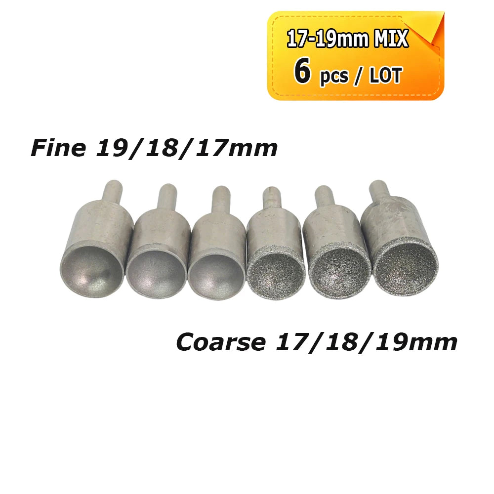 Dia. 3-50mm Diamond Grinding Head Concave Wheel for Bead Forming Rounding Finishing 6mm Shank Mounted Point Drill Tools