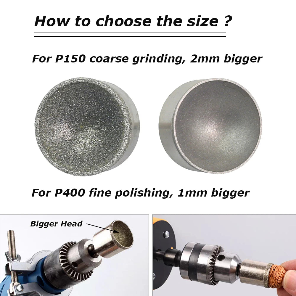 Dia. 3-50mm Diamond Grinding Head Concave Wheel for Bead Forming Rounding Finishing 6mm Shank Mounted Point Drill Tools