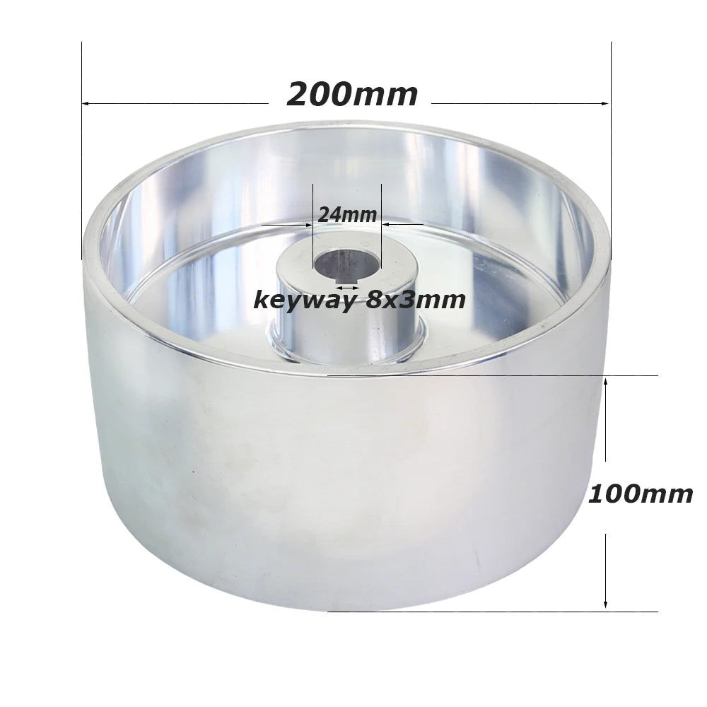 Dia. 200/180 x 100mm Fully Aluminum Wheel Pulley Belt Grinder Contact Wheel Drive Tracking Idler Wheel