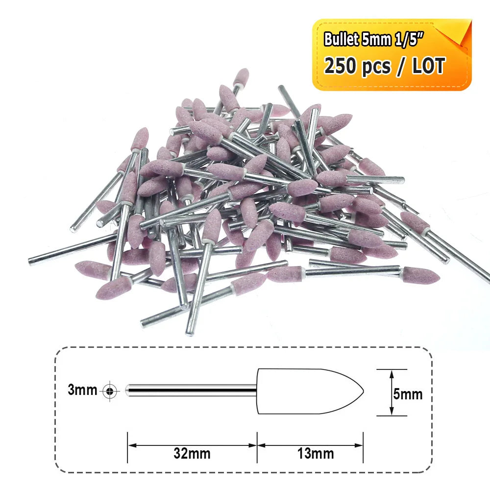 Dia. 4mm-12mm Red Corundum Grinding Stone Heads 3mm Shank Mounted Abrasive Wheel Metal Deburring Mould Polishing Dressing