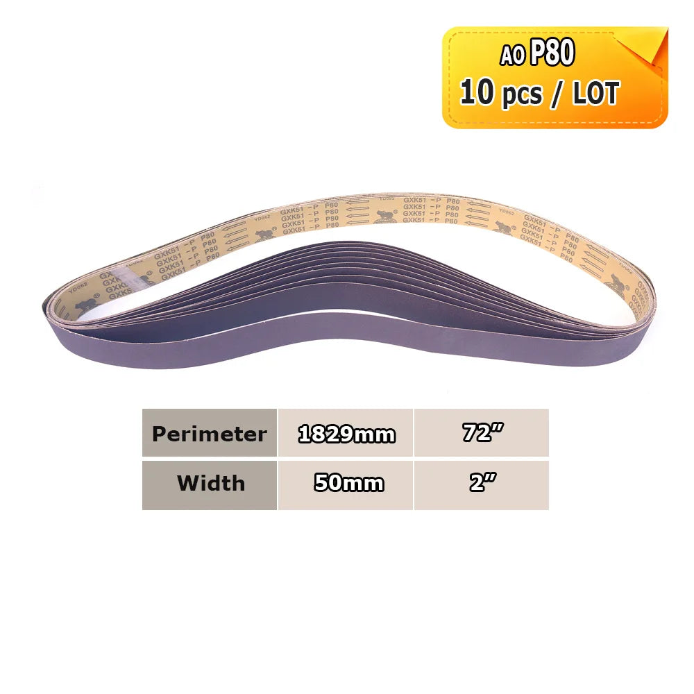 1829x50mm Sanding Bands 2x72 Knife Grinder Accessories, Ceramic, Zirconia, Aluminum Oxide for Metal Wood Grinding Polishing