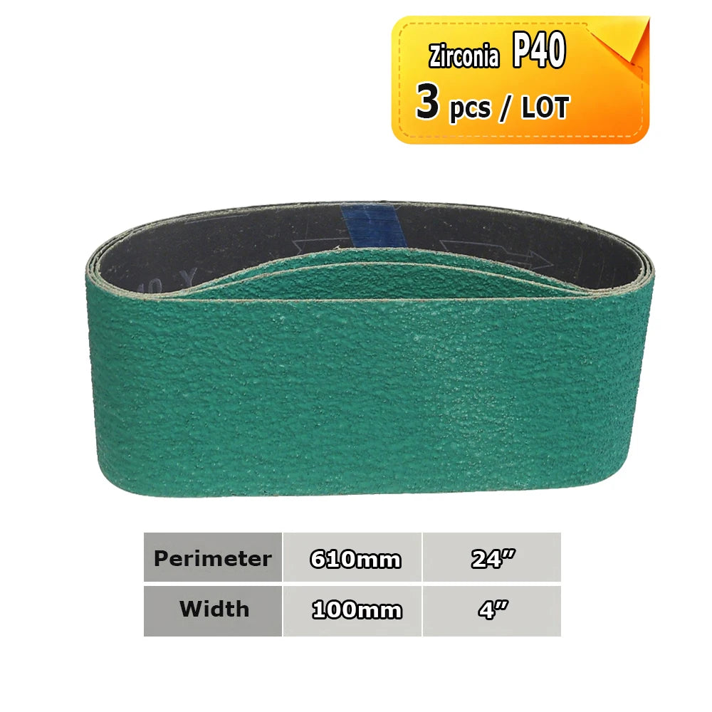 610x100mm Sanding Belts Zirconia Ceramic Aluminum Oxide Abrasive Bands 24"x3.9" for Knife Steel Wood Grinding Polishing