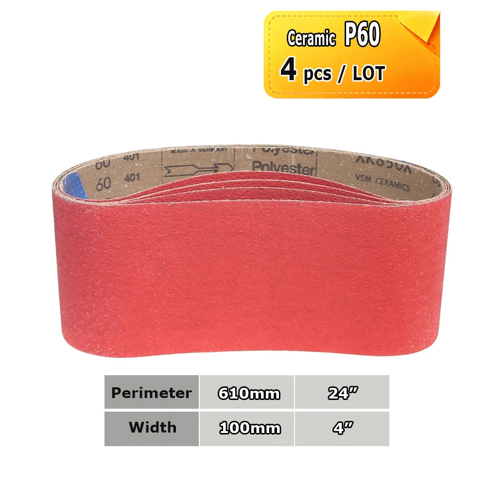 610x100mm Sanding Belts Zirconia Ceramic Aluminum Oxide Abrasive Bands 24"x3.9" for Knife Steel Wood Grinding Polishing