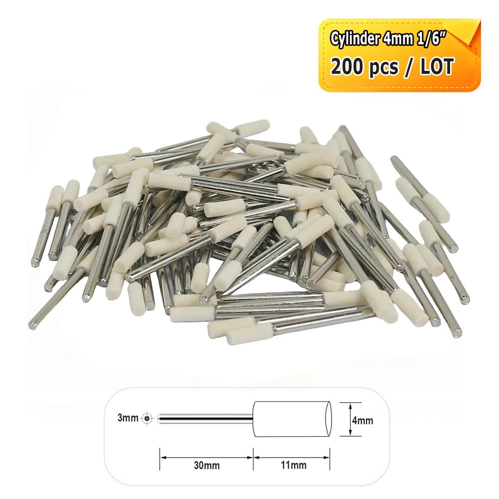 Dia. 4-20mm Wool Felt Mounted Points 3mm Shank Polishing Bobs for Mirror Finish of Metal Stone Glass Plastic