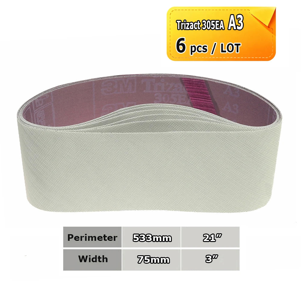3" x 21" Belt Sander Sanding Bands 533x75mm Abrasive Grinding Belts Ceramic P36 - AO P1500, A3 - A65, Zirconia, Non-woven, Felt