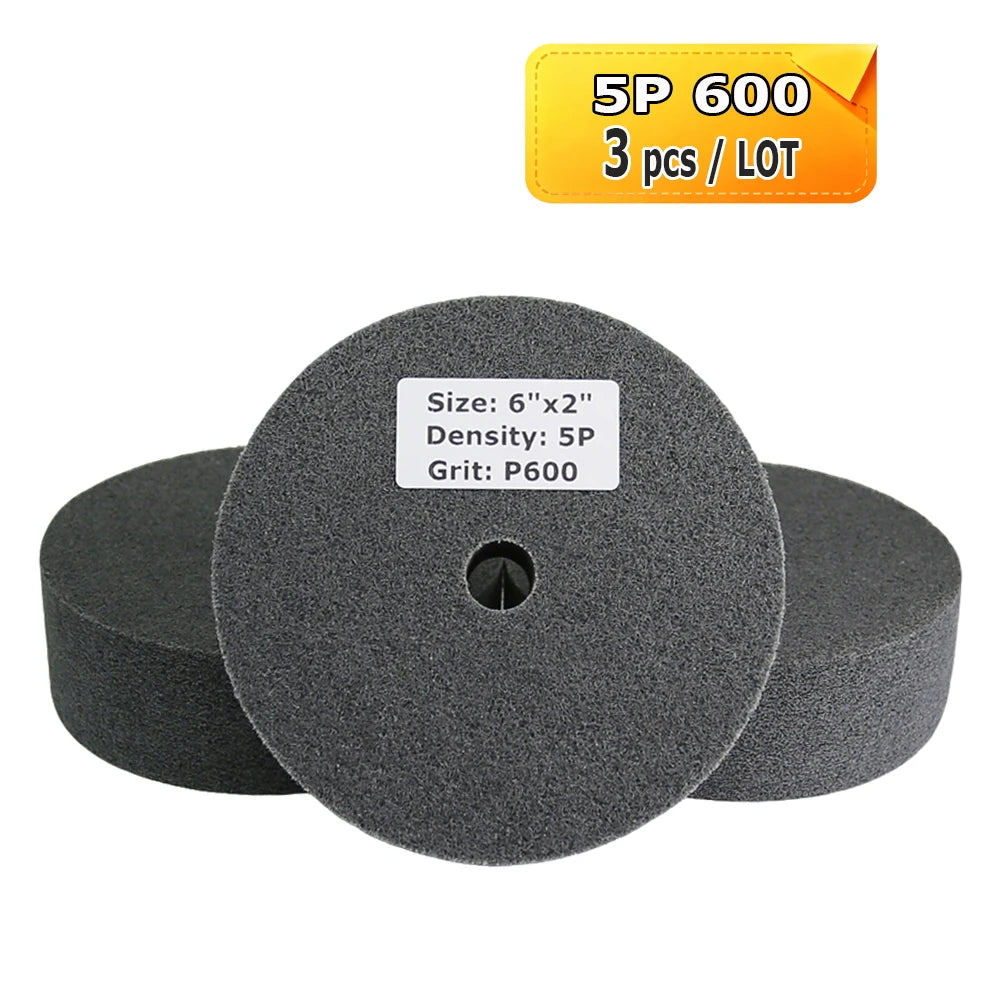 6 Inch Nylon Polishing Wheel 150x50mm Non-Woven Abrasive Buffing Pad for Metal Stainless Steel Aluminum Surface Finishing