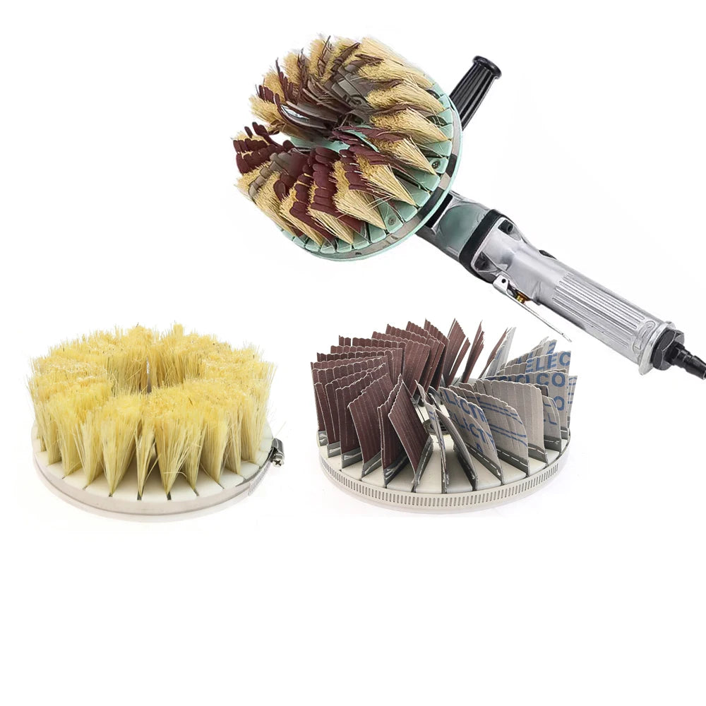 7" 180mm M16 Woodworking Polishing Wheel for Door Cabinet Panel, Sisal Sand Cloth Strips Brushes