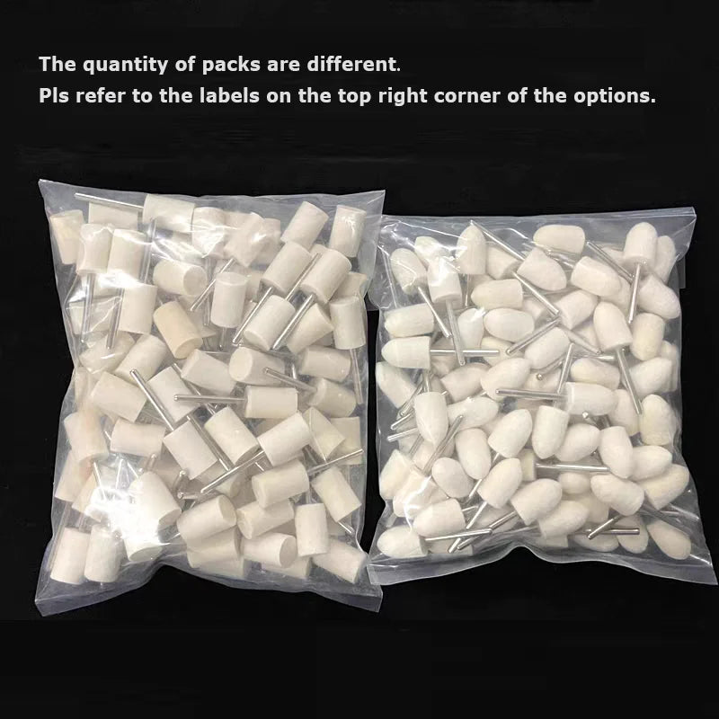 Dia. 4-20mm Wool Felt Mounted Points 3mm Shank Polishing Bobs for Mirror Finish of Metal Stone Glass Plastic