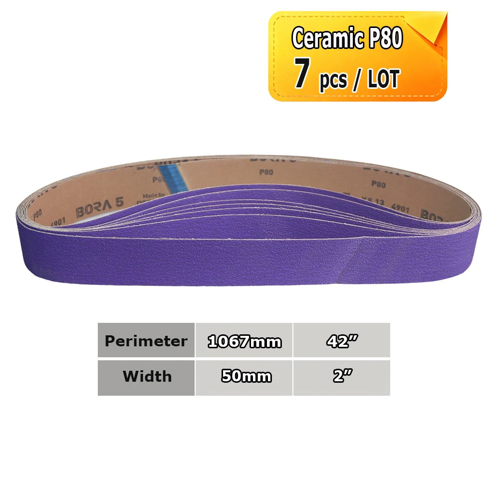 2" x 42" Sanding Belt Sander Knife-Making P40-P800 BORA 5 Ceramic Aluminum Oxide Felt Abrasive Grinding Polishing Bands