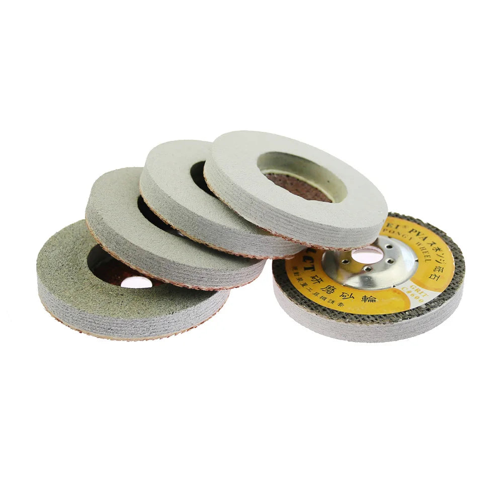 5 pcs 4" 100mm PVA Spongy Flap Wheels Angle Grinder Grindstone for Marble Glass Polishing