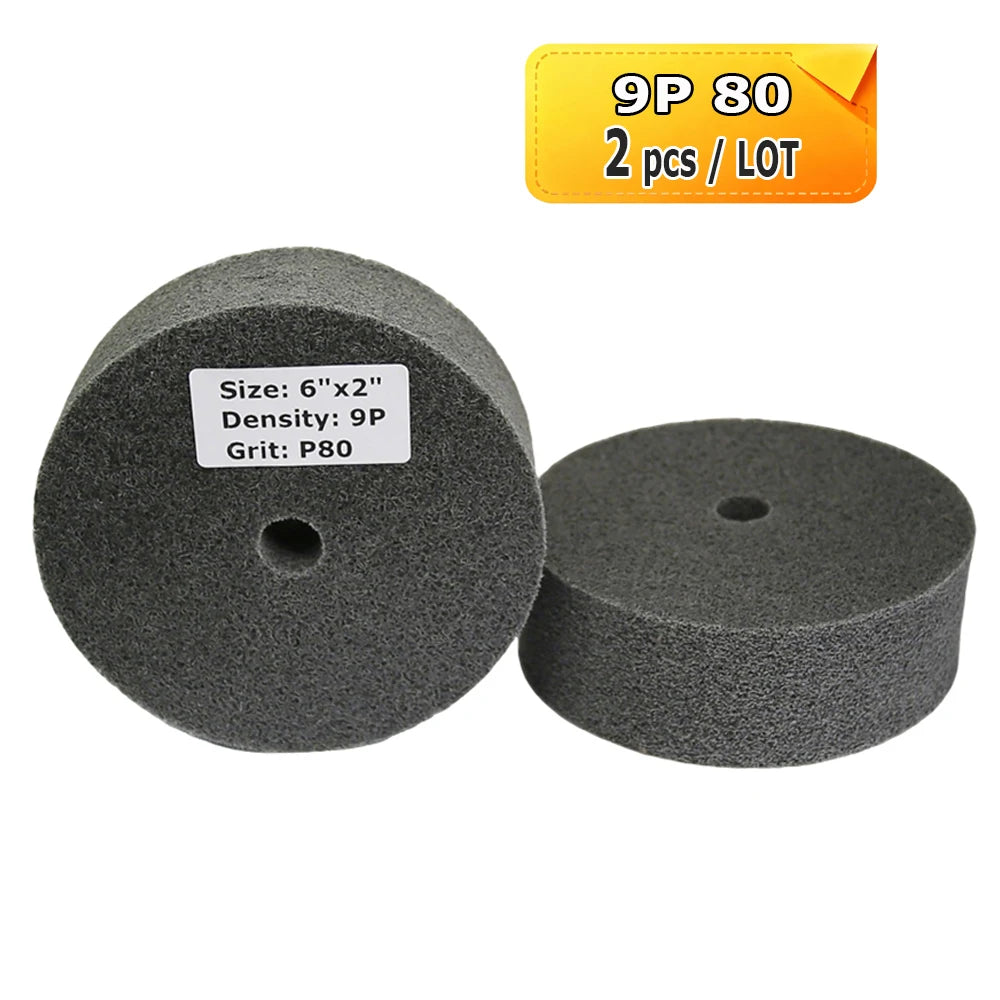 6 Inch Nylon Polishing Wheel 150x50mm Non-Woven Abrasive Buffing Pad for Metal Stainless Steel Aluminum Surface Finishing