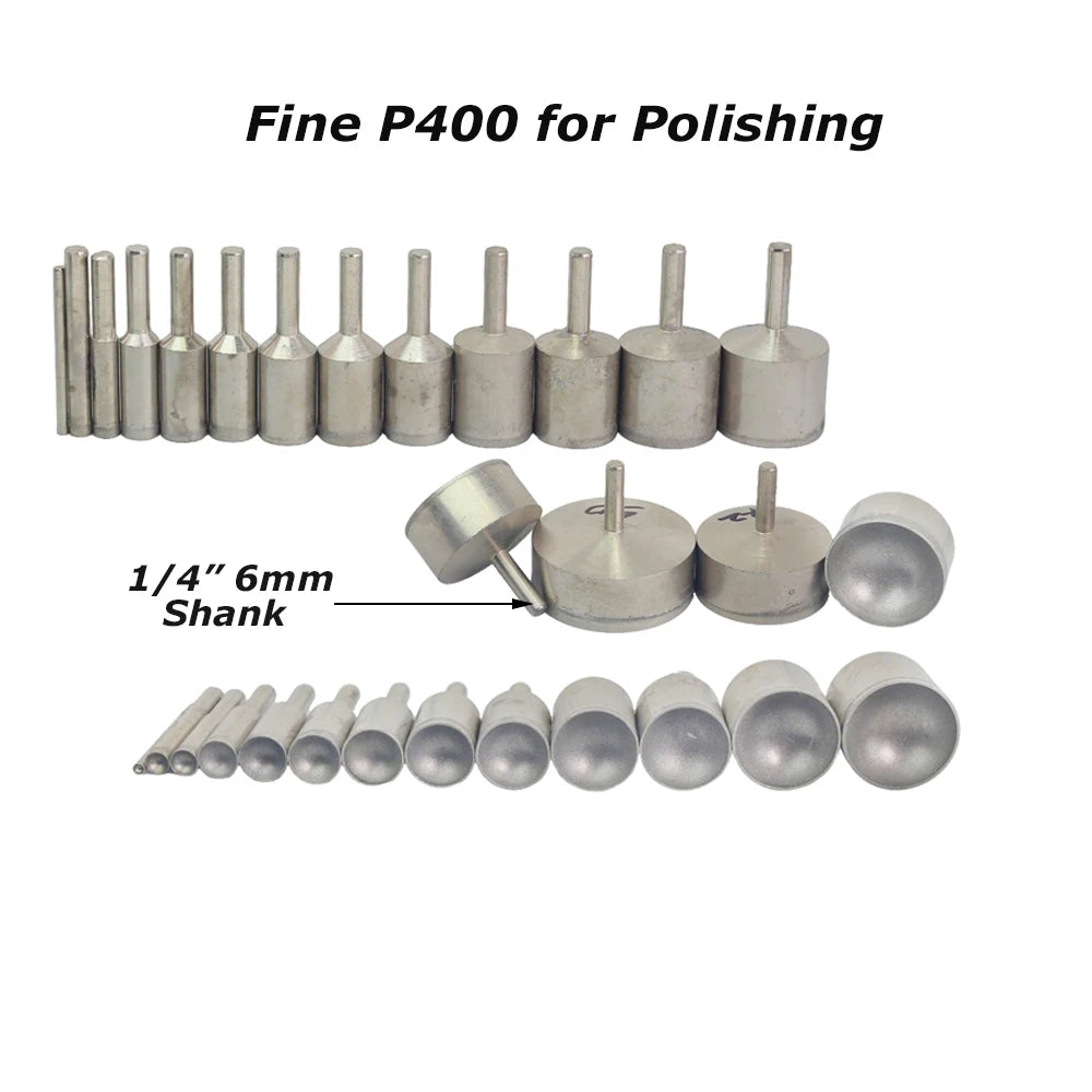 Dia. 3-50mm Diamond Grinding Head Concave Wheel for Bead Forming Rounding Finishing 6mm Shank Mounted Point Drill Tools