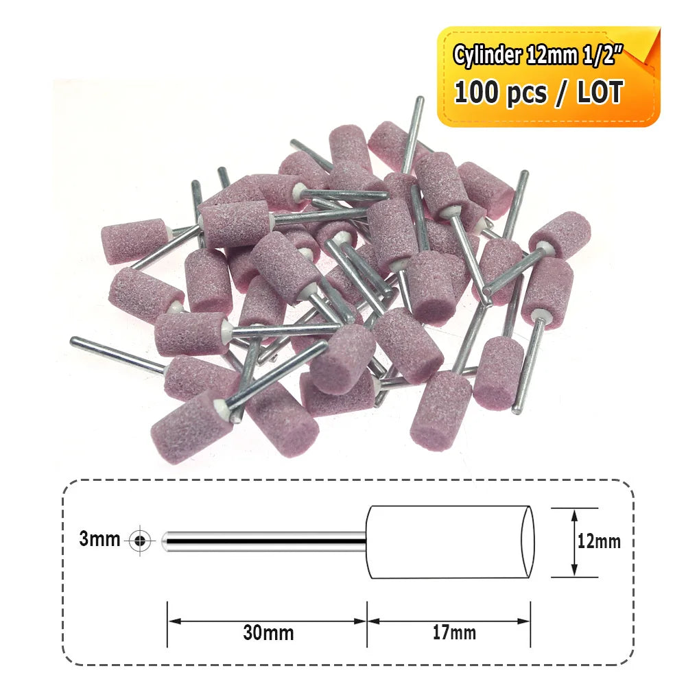 Dia. 4mm-12mm Red Corundum Grinding Stone Heads 3mm Shank Mounted Abrasive Wheel Metal Deburring Mould Polishing Dressing