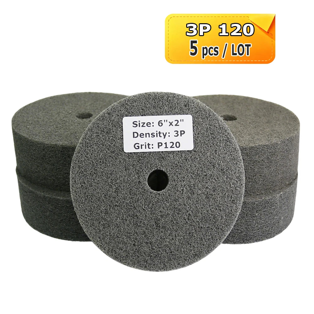 6 Inch Nylon Polishing Wheel 150x50mm Non-Woven Abrasive Buffing Pad for Metal Stainless Steel Aluminum Surface Finishing