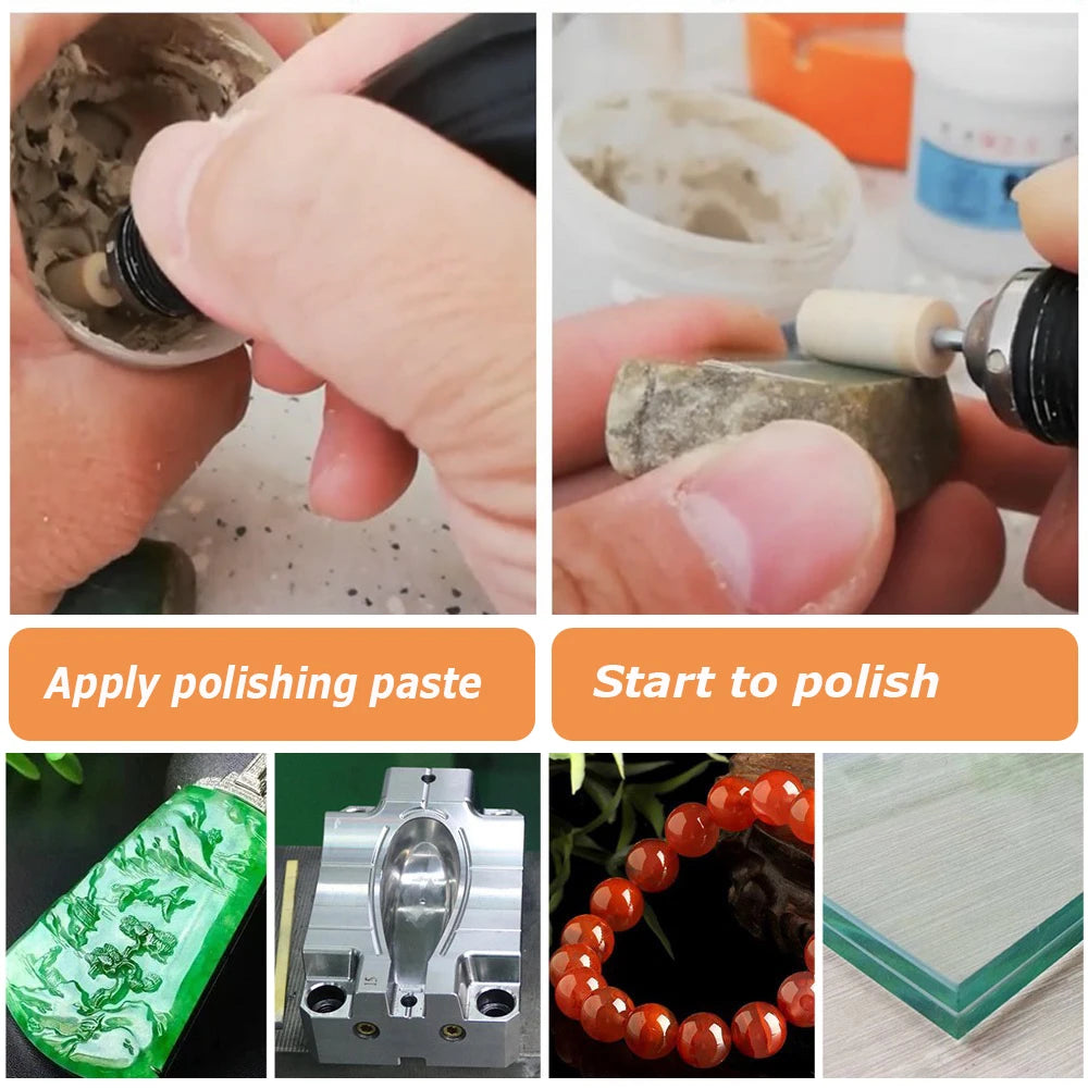 Dia. 4-20mm Wool Felt Mounted Points 3mm Shank Polishing Bobs for Mirror Finish of Metal Stone Glass Plastic