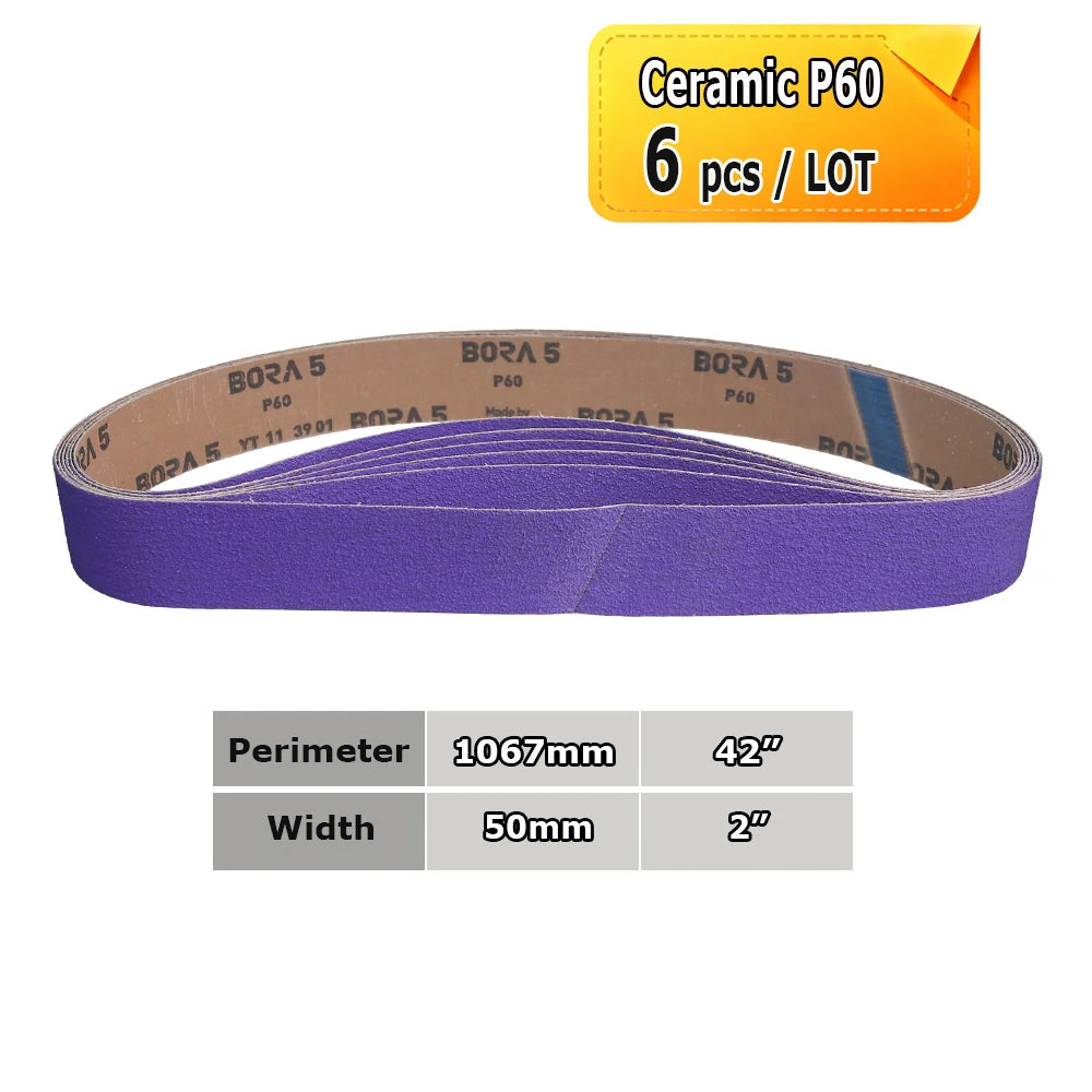 2" x 42" Sanding Belt Sander Knife-Making P40-P800 BORA 5 Ceramic Aluminum Oxide Felt Abrasive Grinding Polishing Bands