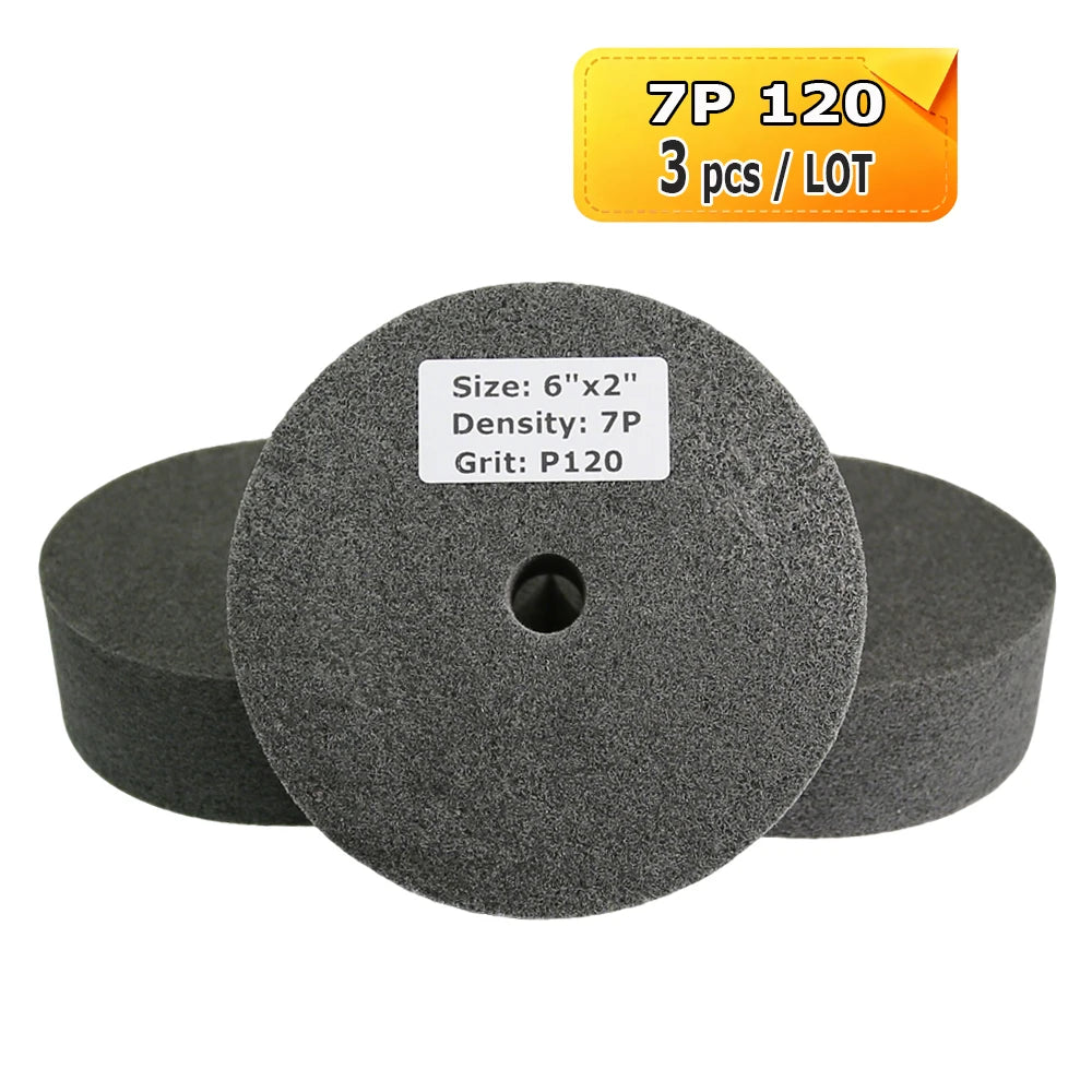 6 Inch Nylon Polishing Wheel 150x50mm Non-Woven Abrasive Buffing Pad for Metal Stainless Steel Aluminum Surface Finishing