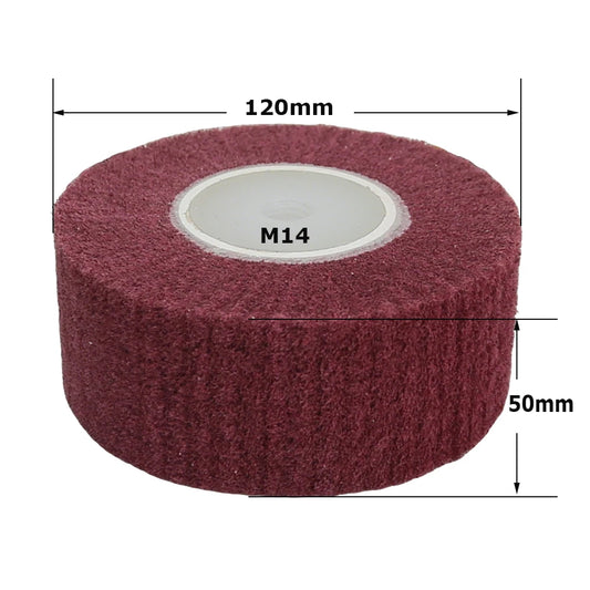 120x50mm M14 Non-woven Polishing Drum Wheel Angle Grinder Abrasive Grinding Wheel for Stainless Steel Finish