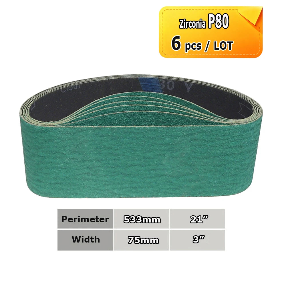 3" x 21" Belt Sander Sanding Bands 533x75mm Abrasive Grinding Belts Ceramic P36 - AO P1500, A3 - A65, Zirconia, Non-woven, Felt