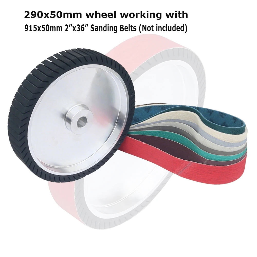 290x50/100mm Rubber Centrifugal Expansion Wheel working with 2"/4"x36" Sanding Sleeves Belts 915x50/100mm