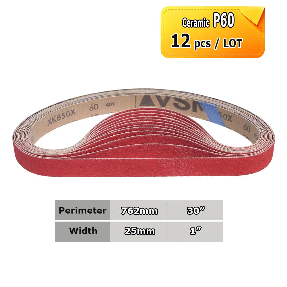 762x25mm Abrasive Sanding Belts 1x30 inch Belt Sander Bands Ceramic P36 - AO P1500, A3 - A65, Zirconia, Non-woven, Felt