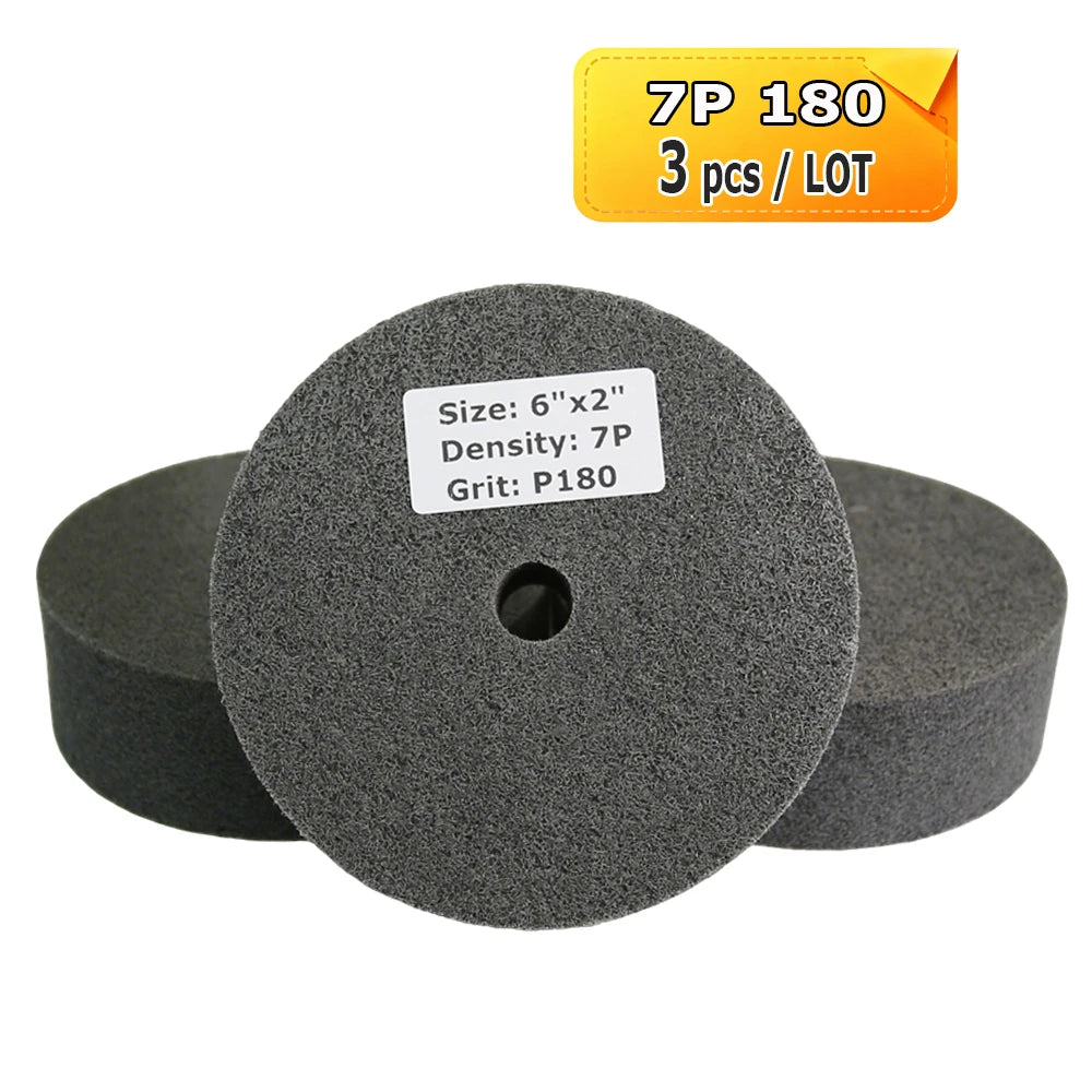 6 Inch Nylon Polishing Wheel 150x50mm Non-Woven Abrasive Buffing Pad for Metal Stainless Steel Aluminum Surface Finishing