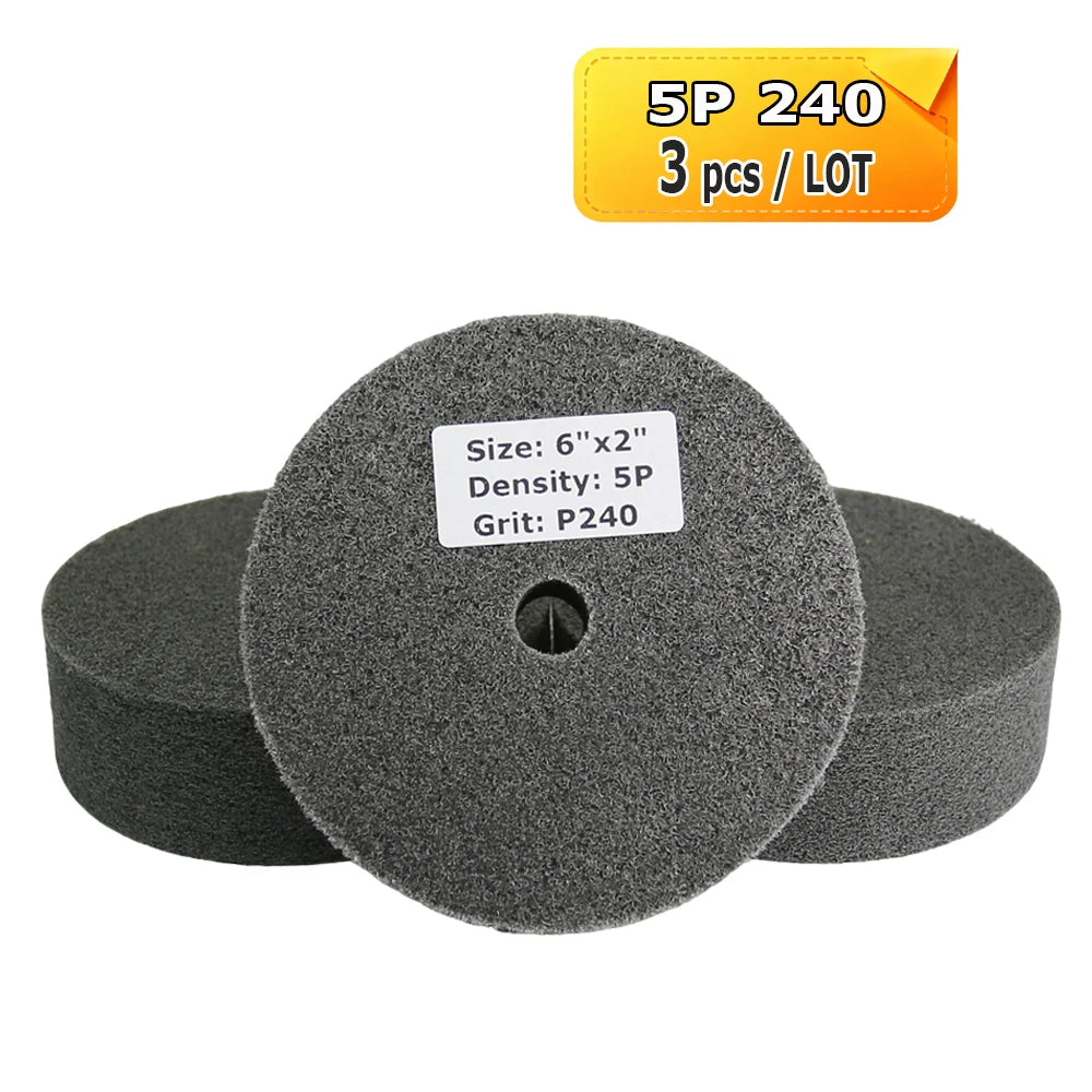 6 Inch Nylon Polishing Wheel 150x50mm Non-Woven Abrasive Buffing Pad for Metal Stainless Steel Aluminum Surface Finishing
