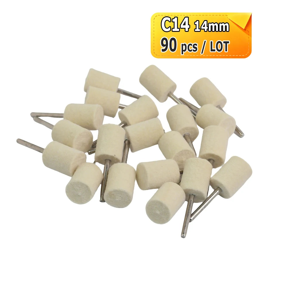 Dia. 12-20mm Felt Bobs 3mm shank Mounted Polishing Grinding Heads for Mold Jewelry Handicrafts Mirror Finish