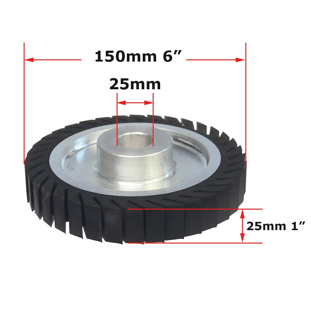 6“ 150x50mm/25mm Expander Wheel Rubber Polishing Wheel with 473x50mm Sanding Sleeves P40-P800 for Metal Grinding Woodworking