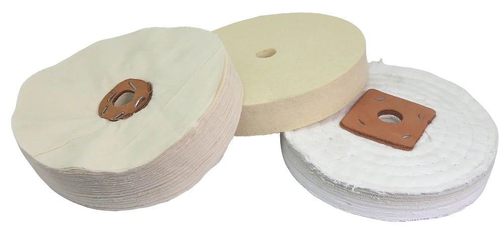 3 pieces Polishing Buffing Wheel Set - Stitched Wheel / Loose Cotton Wheel / Wool Felt Wheel / Wax Metal Mirror Finish Tool